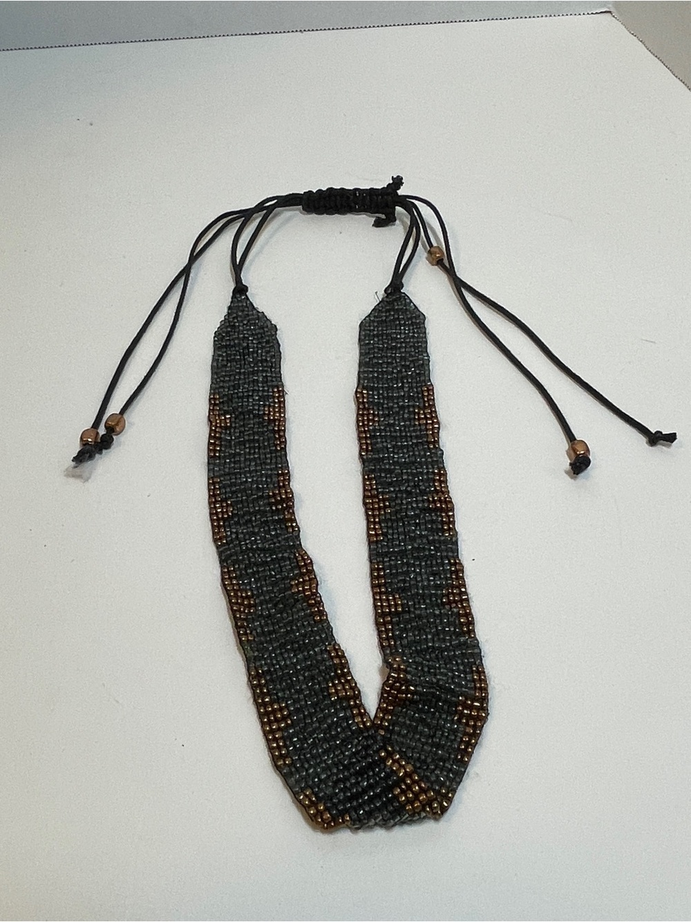 Pre-owned Boho Style Multi-strand Multi-color Seed Bead Necklace - Black Coppery - Picture 4 of 15